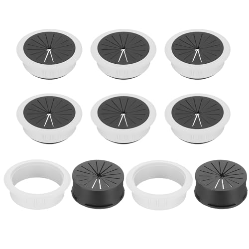 PATIKIL 60mm(2 3/8inch) Desk Grommet,8pcs Desk Cord Hole Cover Desk Cable Hole Grommet Cover Sturdy ABS Plastic Round Large for Cables Cabinets Desktop Equipment Wiring Organizing, White - color: White, size: 60mm