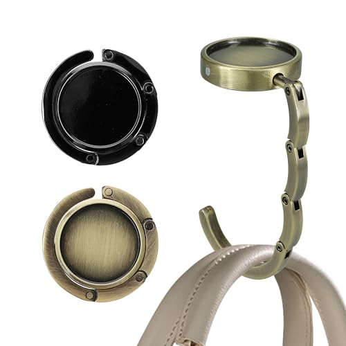 kwmobile Purse Hook for Table - Set of 2 Purse Holder - Folding Handbag Hanger - Portable Bag Holder - Bag Hooks for Desk - Table Hook Bronze/Bronze - color: bronze / bronze