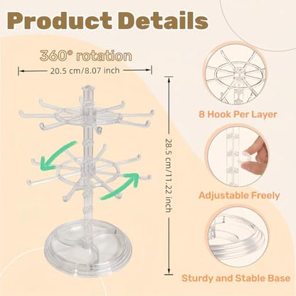 Transparent 360° Rotating Display Stand for Plush Dolls Keychains& Collectibles - All-Round Display, Manually rotates(No Doll) - color: Transparent without dust cover