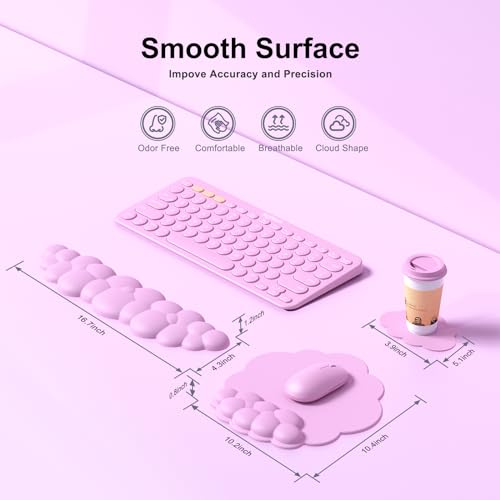 MOKURU Cloud Mouse Pad with Wrist Rest, Cloud Keyboard Wrist Rest, Mouse Pad Wrist Support, Ergonomic Keyboard Mouse Wrist Support (Pink) - color: Pink