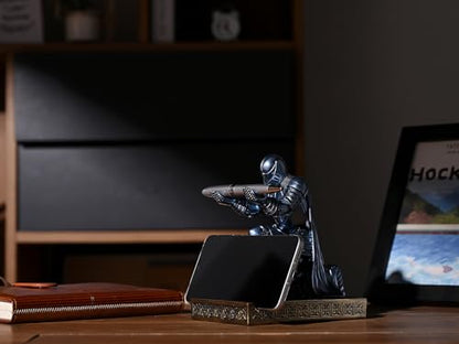 Windbreaker Soldier Knight Pen Holder Personalized Desk Accessory, Mobile Phone & Gaming Controller Holder, Device Stand Gift for Medieval Enthusiasts (Blue) - color: Blue