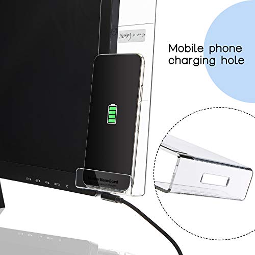 Zonon 2 Pcs Monitor Memo Board with Phone Holder, Clear Acrylic Computer Message Side Panel, Multifunctional Desktop Sticky Note Holder for Office Home, Left & Right