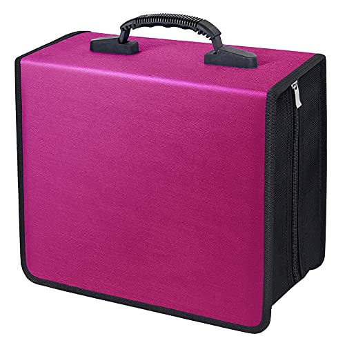Siveit CD/DVD Binder, CD DVD Case Holder Binder 400 Capacity CD/DVD Wallet Storage Booklet Album Box (White Binder, Rose) - color: Rose, size: White binder