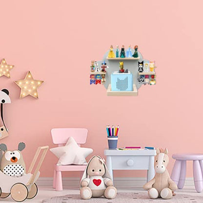 Wall Shelf (Cloud) for Toniebox, Charging Station and 12-18 Tonie Figures, Magnetic Wooden Floating Shelf Compatible with Toniebox MP3 Audio Player & Character, Storage Rack for Kids Play Room