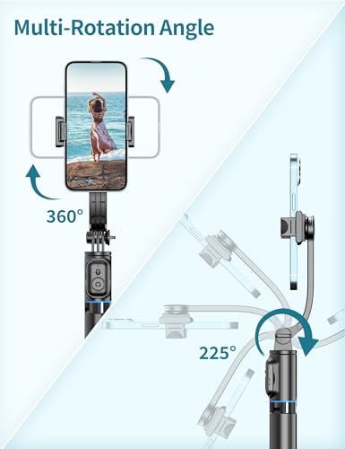 Selfie Stick, 41'' Extendable Phone Tripod Stand with Phone Holder & Detachable Remote, 360° Rotation Selfie Stick Tripod for Cell Phone Compatible with iPhone, Android, Samsung - color: Black