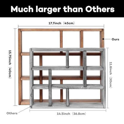 17.7x15.7-Inch Shadow Box Shelf 9-Slot Rustic Floating Shelves Larger Wall Mounted Shelf Lightweight Solid Wood Display Shelf Freestanding Farmhouse Shelf (9C-Dark Gray) - color: 9c-dark Gray, size: 1 PCS