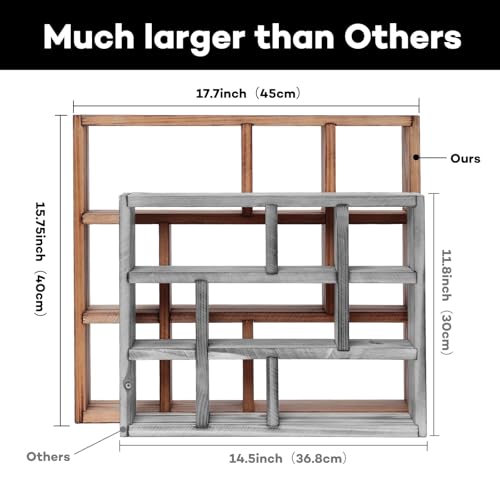 17.7x15.7-Inch Shadow Box Shelf 9-Slot Rustic Floating Shelves Larger Wall Mounted Shelf Lightweight Solid Wood Display Shelf Freestanding Farmhouse(9C-Rustic White) - color: 9c-rustic White, size: 1 PCS