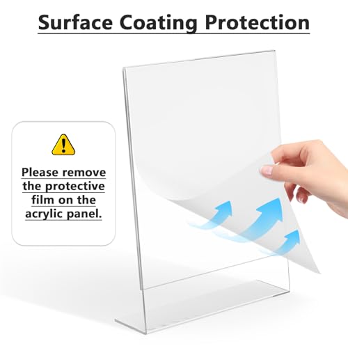 MaxGear Acrylic Sign Holder, 8.5 x 11 L-Shape Plastic Display Stand, 6 Pack | Clear Acrylic Material, L-Shape Design for Menus, Flyers and Signs, Easy Paper Insertion, Use In Office, Home, Store