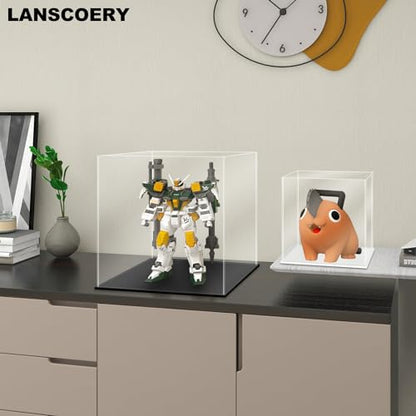 LANSCOERY Acrylic Display Case, 18x18x18 in Clear Display Box with 10mm Black Base for Large Collectibles and Keepsakes - color: Black, size: 18x18x18inch; 45x45x45cm