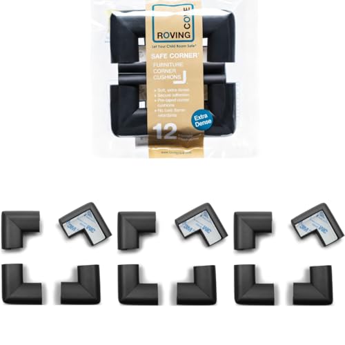 Roving Cove HeftyFit Corner Protector for Baby (12 Large Corners), Heavy-Duty Soft Rubber Foam Furniture Corner Bumper Guards, 3M Adhesive Pre-Taped, Onyx Black - color: Onyx Black, size: Large 12 Count (Pack of 1)