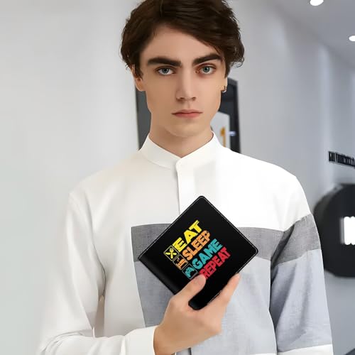 EXXBYELI Boys Wallet Gamepad Leather Wallets Credit Id Card Cash Holder Black Rfid Blocking Zipper Cute Cool Funny Aesthetic Wallets With Coin Pocket Id Window Teen Wallets for Boys Teenager Wallet - color: games-text-1