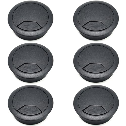 Surf turtle 6 Pack 2 Inch Black Desk Grommets, Flexible Cable Cord Hole Cover for Home Office Desk Table Cabinet Wire Management - color: Black - T, size: 50mm