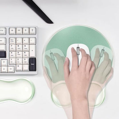 Gel Wrist Rest for Keyboard and Mouse - Ergonomic Green Mouse Pad with Wrist Rest Support Non-Slip Base for Desktop/Latop/Office/Home - color: Green, style: Wave Shape