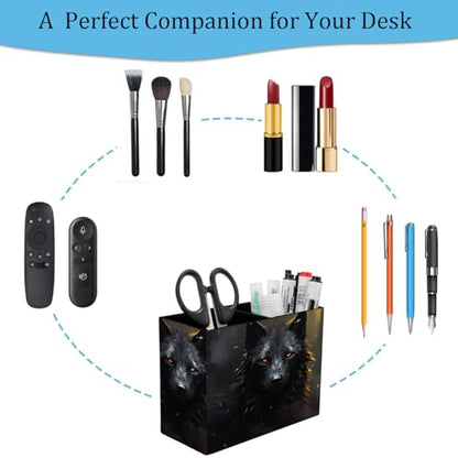 Pen Holder and Anti-Slip Mouse Pad Combination, Makeup Brush Storage Box, Tableware Storage Box, Suitable for Office and Home - Black Wolf - color: Black Wolf