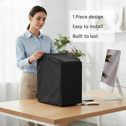 CPU Dust Cover Medium Size CPU Computer Desktop Gaming PC Mid-Tower Full Body Protective Cover Case with Adjustable Solid Cord Tight Rope Black - size: 9Wx19Dx20H in