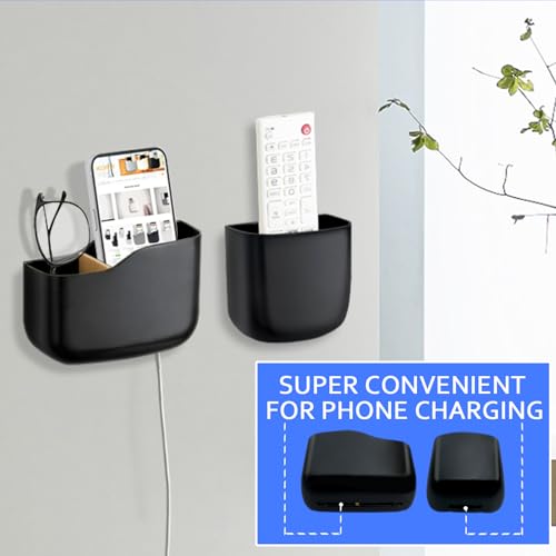 SUNFICON Wall Mount Remote Holder TV FAN Remote Control Holder Bedside Caddy Wall Organizer Phone Holder for Office Adhesive Media Player Controller Holder Box Tray Home Desk Nightstand Black 6PACK - color: 6PACK BLACK