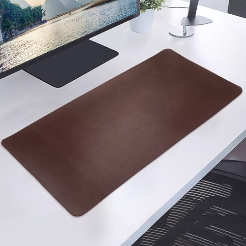 23.6" x 11.8" Non-Slip PU Leather Desk Pad Protector, Waterproof Mouse Pad Mat, Ultra Thin Laptop Writing Desk Blotter for Office and Home - color: Dark Brown