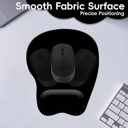 Mouse Pad with Wrist Rest Ergonomic Mouse Pad with Comfortable M-Shape Pain Relief Wrist Support Non-Slip PU Base Mousepad for Laptop, Office & Home (Black) - color: Black