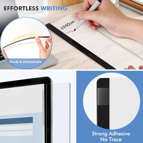 DOLLAR BOSS 1 Pc 15.7" x 3.1" Transparent Acrylic Monitor Memo Board | Computer Screen Side Note Holder, Office Desk Accessories, Clear Message Board, For Sticky Notes Memos, Fits PC & Laptop - size: 15.7''x3.1''-1pc
