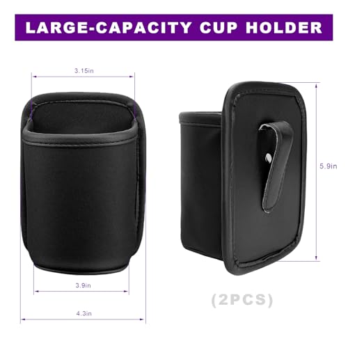 2 PCS Large Car Door Cup Holders, Clip On Beverage Drink Holder Vehicle Door Storage Organizer, Scratch-Resistant Leather Water Bottle Hanging Holder for SUV Sedan Truck (Black) - color: Black