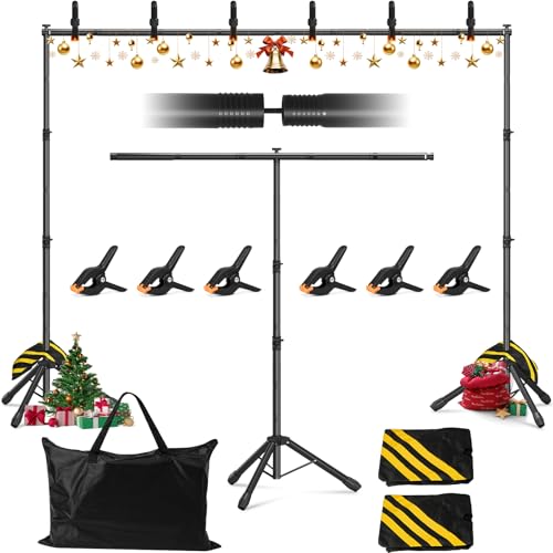 3-in-1 Backdrop Stand Kit 10x8.5 ft for Photography Studio, T-Shape Backdrop Stand for Wedding Parties, Background Stand for Photo Video Studio with Carring Bag, 6 Clamps, 2 Sandbags - color: Black, size: 10x8.5 ft