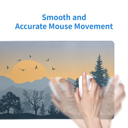 Mountain Gaming Mouse Pad 27.6x11.8 Inch Forest Large Mousepad Extended Grey Mousepad Gaming Non-Slip Rubber Base Stitched Edges Keyboard Mouse Mat Desk Pad for Office Home and Game - color: Mountain 2