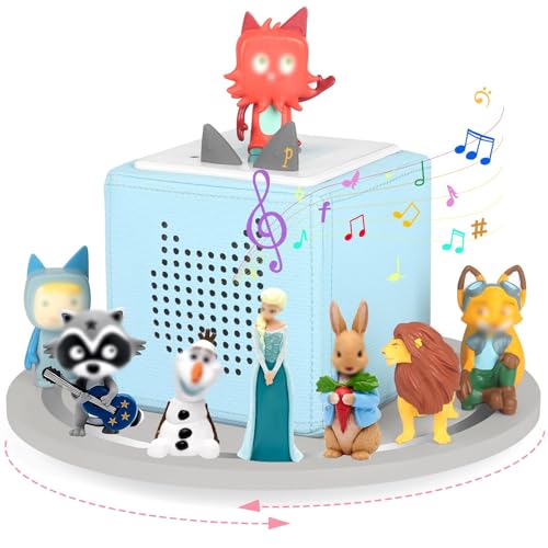 360° Round Turntable for Tonies Box 1/2 Organizer Storage Shelf, Magnetic Stand Holder for Toniebox Player Tonies Figures, Display Collection 10~15 Tonie Box Characters (Gray) - color: Grey, size: 1-Tier Turntable for Tonie