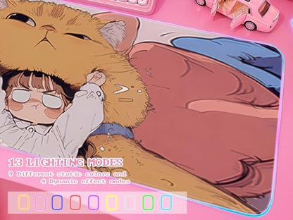 JMIYAV Pink RGB Gaming Mouse Pad 31.5x12 Inch PC XL Large Extended Glowing Led Light Up Desk Pad Non-Slip Rubber Base Computer Cute Mousepad Mat Desk Accessories Gaming Setup Cozy Hideout - color: Cozy Hideout
