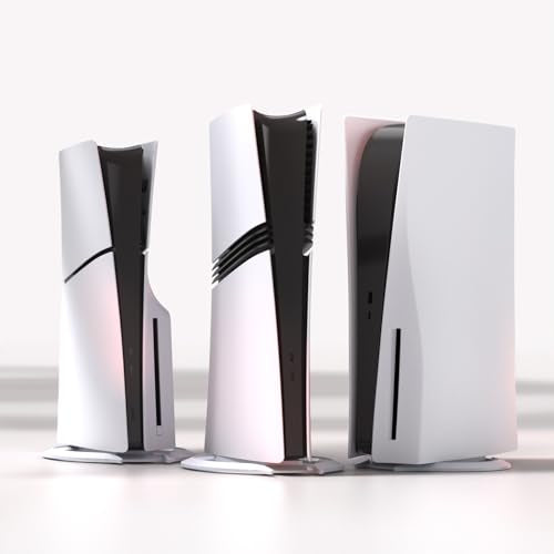 playvital Vertical Stand for ps5/Slim/Pro/Standard Console Disc & Digital, Space-Saving Holder Base Accessories for ps5/Pro/Slim with Anti-Slip Pads, Enhanced Stability - White - color: White