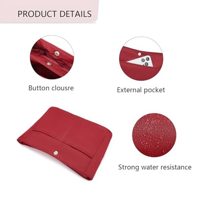 YONEBN waterproof Storage Bag Lightweight Large Capacity nylon Bag Inner Bag Handbag Organizer - color: Nylon/Burgundy Red