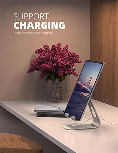 Lamicall S1 Tablet Stand, Adjustable Tablet Holder - Desktop Stand Dock Holder for 4-13" Tablet, iPad Pro 11, 9.7, 10.5, 12.9 Air Mini, Kindle, Tab, Switch, Viral Podcast Video Office Desk Accessories - color: 1-Silver
