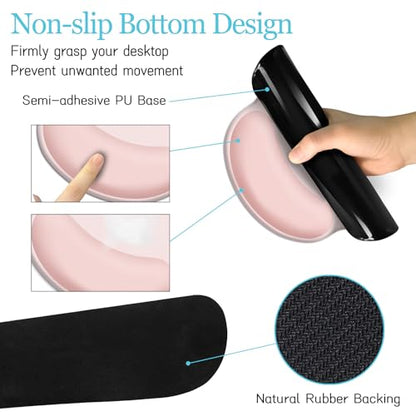 LIMKRIAN Pink Mouse Pad Set, Complete XXL Desk Mat with Ergonomic Keyboard Support & Coaster, Featuring Mouse Pad with Gel Wrist Rest for Pain Relief, Soft Pink Home Office Gaming Accessories Gift - color: XXL-03 Blush Pink