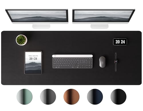Aothia Leather Desk Pad Protector, Office Mat, Large Mouse Pad, Laptop Desk Pad, Non-Slip PU Leather Blotter, Waterproof Writing Pad for Office and Home (Black, 47" x 17") - color: Black, size: 47" x 17"