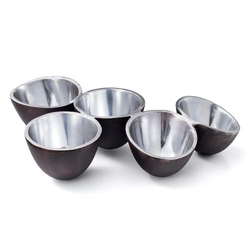 5 Cluster Decorative Bowls Dark Matte Bronze/Black & Chrome Silver Snack Tray Bowl Chip & Dip Serving Piece Strong Centerpiece Beautiful Room Accent & Entertaining Parties Home Decor Wedding Gifts 15" - color: Dark Matte Bronze/Black & Chrome Silver 5 Clu