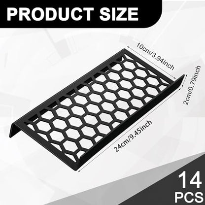 Yalikop 14 Pcs 9.5 x 4 Inch Trading Card Riser for Display Case Extended Long Black Acrylic Display Risers Stand Tray Honeycomb Cards Sorting Tray for Cardshow Vendor Showcase Sport Card Board Game