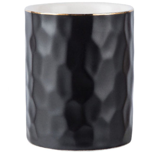 HANKOR Ceramic Pen Holder Cup Pencil Holder for Desk, Makeup Brush Holder Organizer for Office Home, Black - color: Black