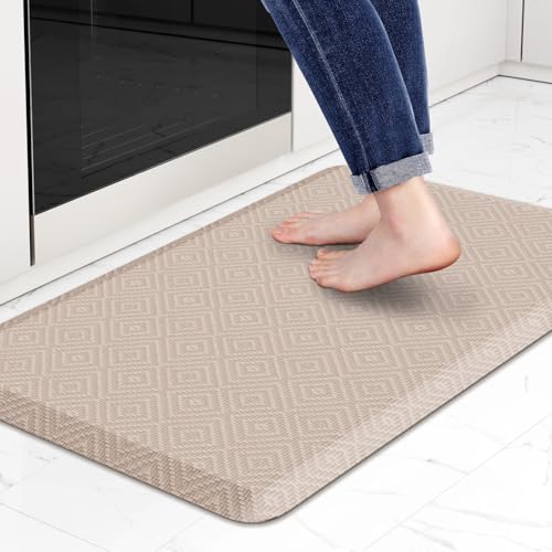 Mattitude Kitchen Mat Cushioned Anti-Fatigue Floor Mat Water Resistant Non-Slip Mats and Rugs Standing and Comfort Desk Mats for House Sink Office Laundry (Beige, 17.3"x28") - color: Beige, size: 28"L x 17.3"W x 0.5"Th