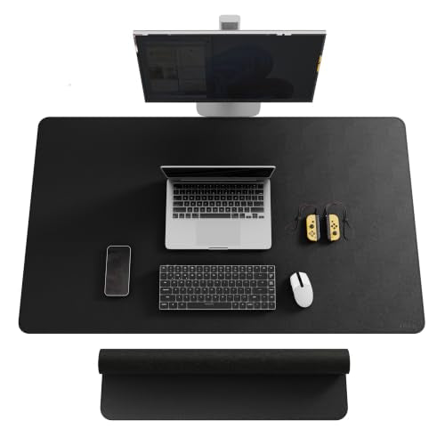 Mydours 48"x28" XXL Desk Mat, Large Desk Pad, PU Leather Desk Pad for Computer Keyboard & Mouse Setup, Full Mat for Office Work, Mega Mouse Pad Surface for Standing Desk Workstation - color: Black, size: 47.2" x 27.6"
