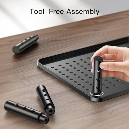 HUANUO Monitor Stand for Desk, Computer Monitor Stand Height Adjustable, Monitor Riser for 2 Monitors, Laptop Stand for Desk, 2 Pack, Black