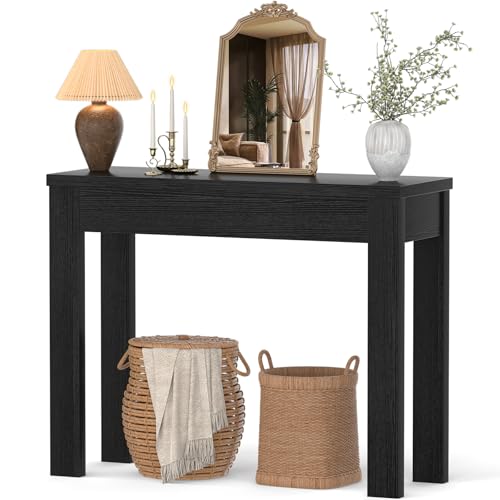 Armocity Console Table, Small Farmhouse Wood Entryway Table, Sofa Tables Narrow Long Behind Couch, Entry Table for Entrance, Hallway, Living Room, 32", Embossed Black - color: Embossed Black, size: 32"