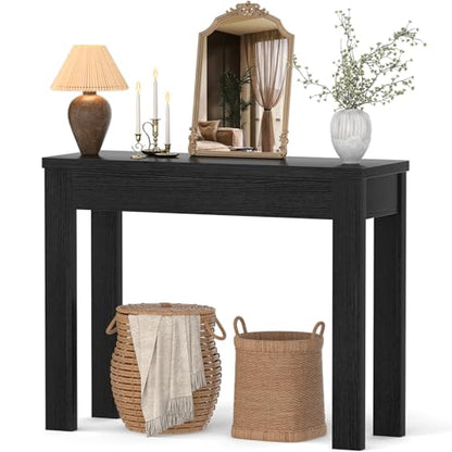 Armocity Console Table, Small Farmhouse Wood Entryway Table, Sofa Tables Narrow Long Behind Couch, Entry Table for Entrance, Hallway, Living Room, 32", Embossed Black - color: Embossed Black, size: 32"