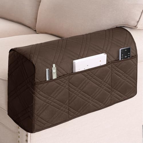 Turquoize Waterproof Armrest Covers for Chairs and Sofas 2 Pack Arm Protectors for Sofa with Side Pocket Anti-Slip Furniture Protector Washable Armrest Slipcovers Set of 2, Brown - color: Double Diamond- New Brown