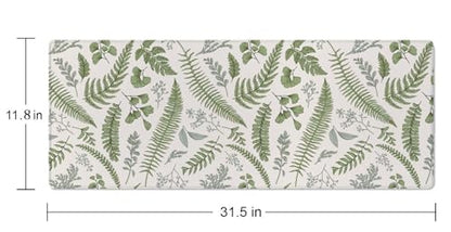 Large Gaming Mouse Pad with Stitched Edges, Desk Pad Extended Keyboard Mat, Non-Slip Rubber Base Mousepads for Laptop, Office, Home, 31.5X11.8 inch Leaves and Plants - color: Leaves and Plants