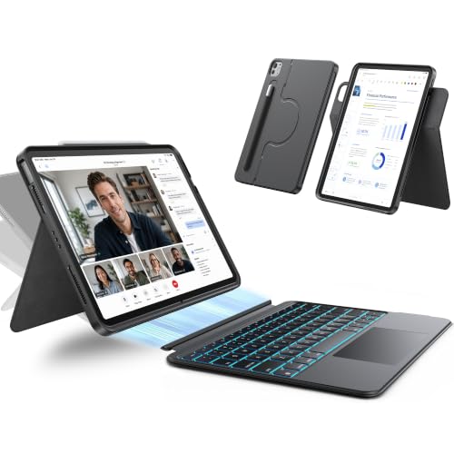 HOU Keyboard Case for iPad Air 13-inch M4/M3/M2 & iPad Pro 13-inch M5/M4 & Pro 12.9-inch, Detachable Keyboard, 360° Rotating Stand, Portrait & Landscape Mode, Multi-Touch Trackpad, Backlit Keys-Black - color: Black, size: For iPad Air 13" & iPad Pro 13"/1