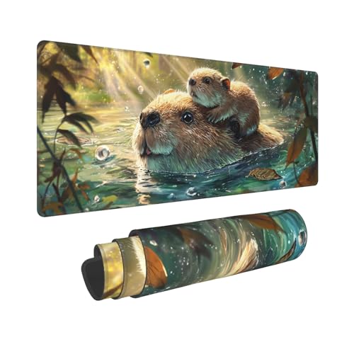 Otter Mouse Pad Extended Large Gaming Mouse Pad XL Stitched Edges for Gamer Home Office 31.5 X 11.8 Inch - color: Otter