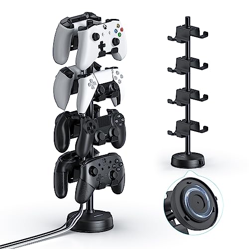 MANMUVIMO Headphone Controller Storage Holder for Desk 4 Tiers with Anti-Slip Stable Suction Cup, Controller Holder, Universal Gaming Desk Accessories for PS5/PS4/Xbox Series/Xbox One - size: 4 Tier Controller Holder Black