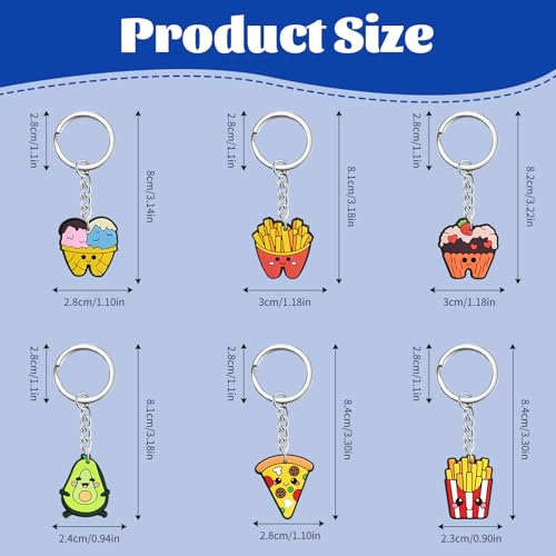 Keychains Bulk,Funny Key Chain for Prizes Incentives Holiday Gifts Birthday Party Favors - color: 30pcs Food Keychains