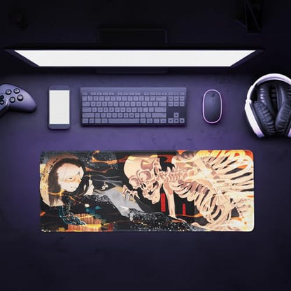 BELLEMOND Japanese Art Desk Mat | Large 31.5x11.8in Anime Mouse Pad for Keyboard & Mouse | Non-Slip Base, Water-Repellent | Original Japanese Design | Yokai Rising - color: Yokai Rising