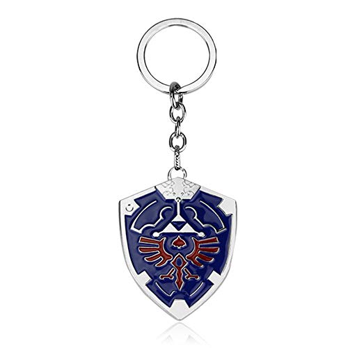 DeltaHalo | Link Shield Keychain Legend of Zelda Keyring |"Thin-Tin" Super Light Weight Metal Keychain (Blue), Small