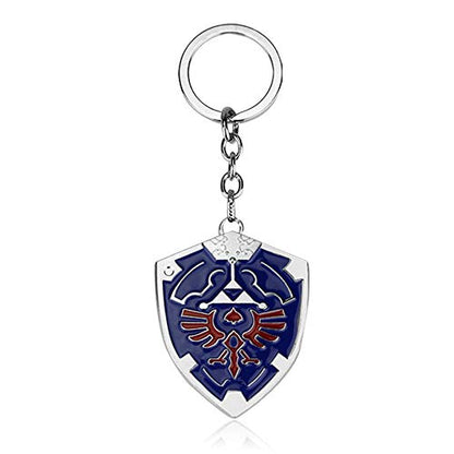 DeltaHalo | Link Shield Keychain Legend of Zelda Keyring |"Thin-Tin" Super Light Weight Metal Keychain (Blue), Small